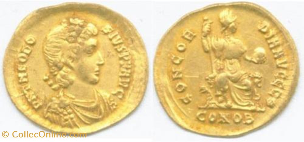 coin ancient b c to a roman republicain imperial solidus theodose ier