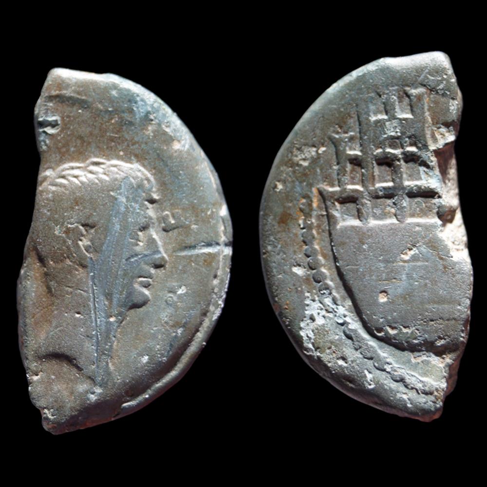 JULES CÉSAR et OCTAVE Demi-Dupondius monnaie antique romaine provinciale jules cesar et octave demi dupondius