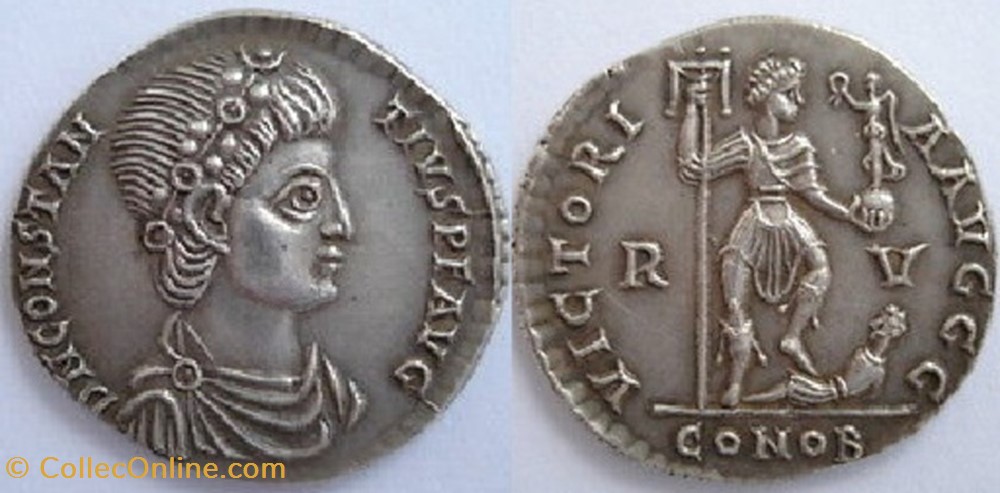 coin ancient b to roman republicain imperial miliarense constance iii