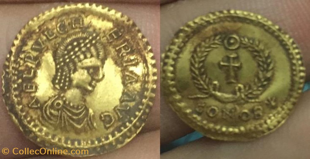 Tremissis Pulchérie coin ancient b to a roman republicain imperial tremissis pulcherie