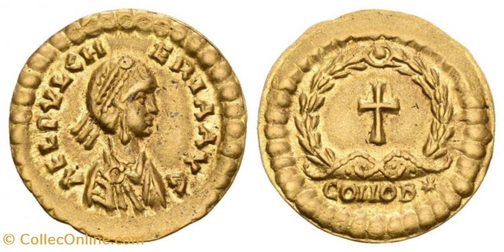 Tremissis Pulchérie coin ancient b to a roman republicain imperial tremissis pulcherie