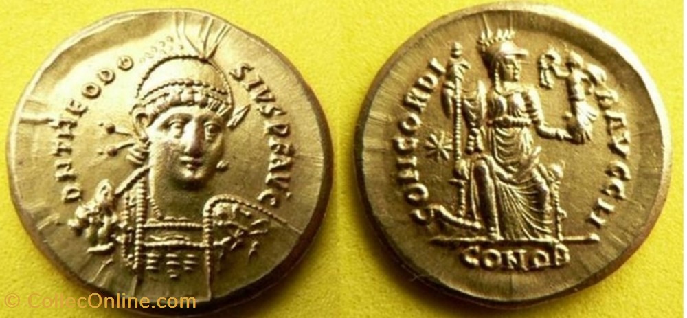 Solidus Theodose II FAUX MODERNE coin ancient b c to roman republicain imperial solidus theodose ii faux moderne