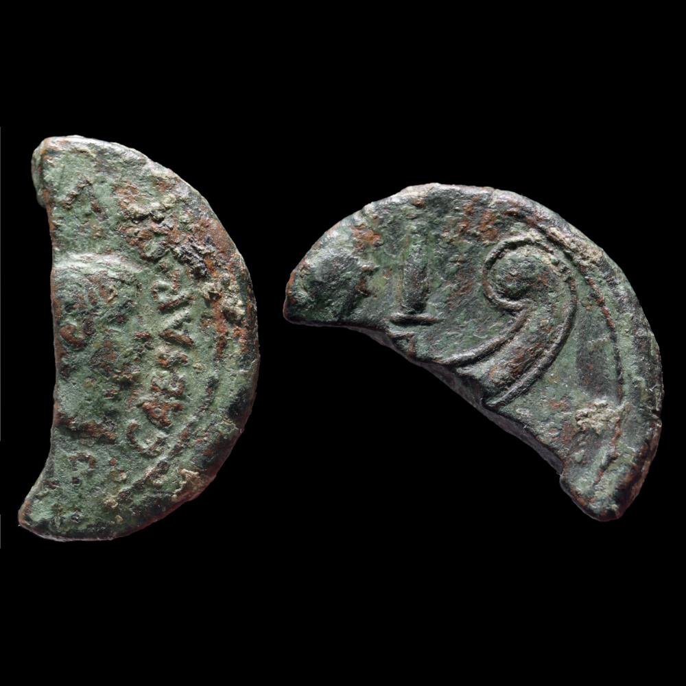JULES CÉSAR et OCTAVE Demi-Dupondius monnaie antique romaine provinciale jules cesar et octave demi dupondius