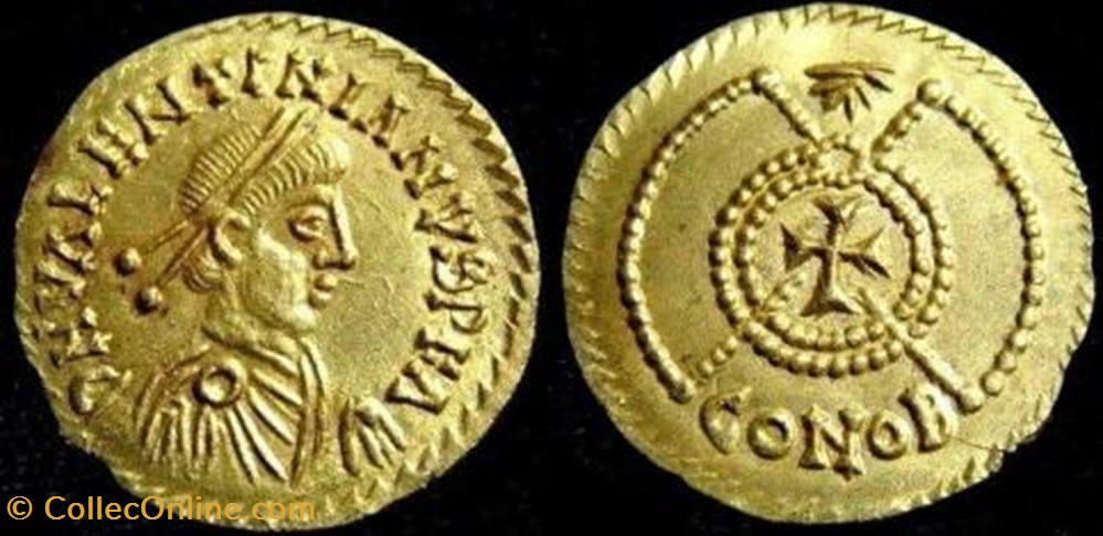 Tremissis Valentinien III, faux moderne coin ancient b c to roman republicain imperial tremissis valentinien iii faux moderne