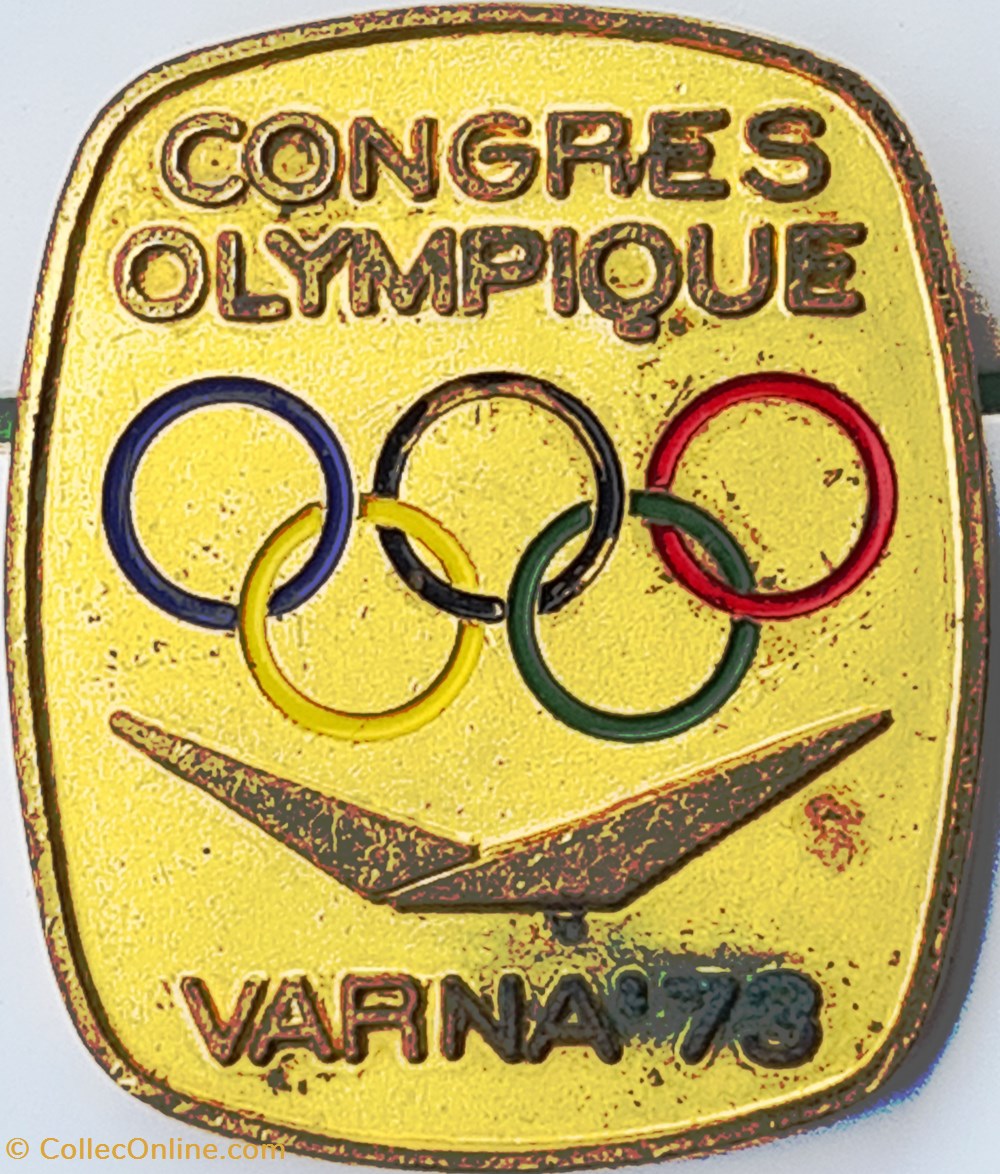 Varna 1973 badge de session / congrès CIO sport olympisme varna 1973 badge de session congres cio