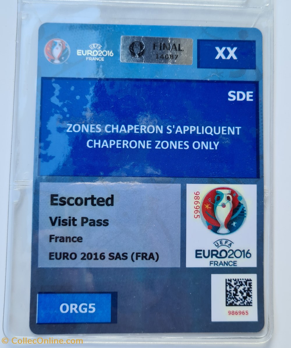 Euro 2016 tour de cou (lanyard) et pass 3 sport olympisme sports collectifs football euro 2016 tour de cou lanyard et pass