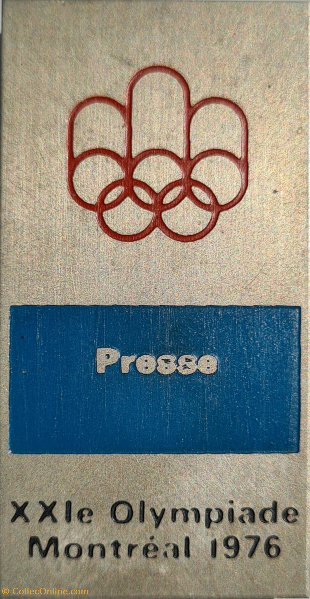 sport olympisme montreal 1976 badge presse