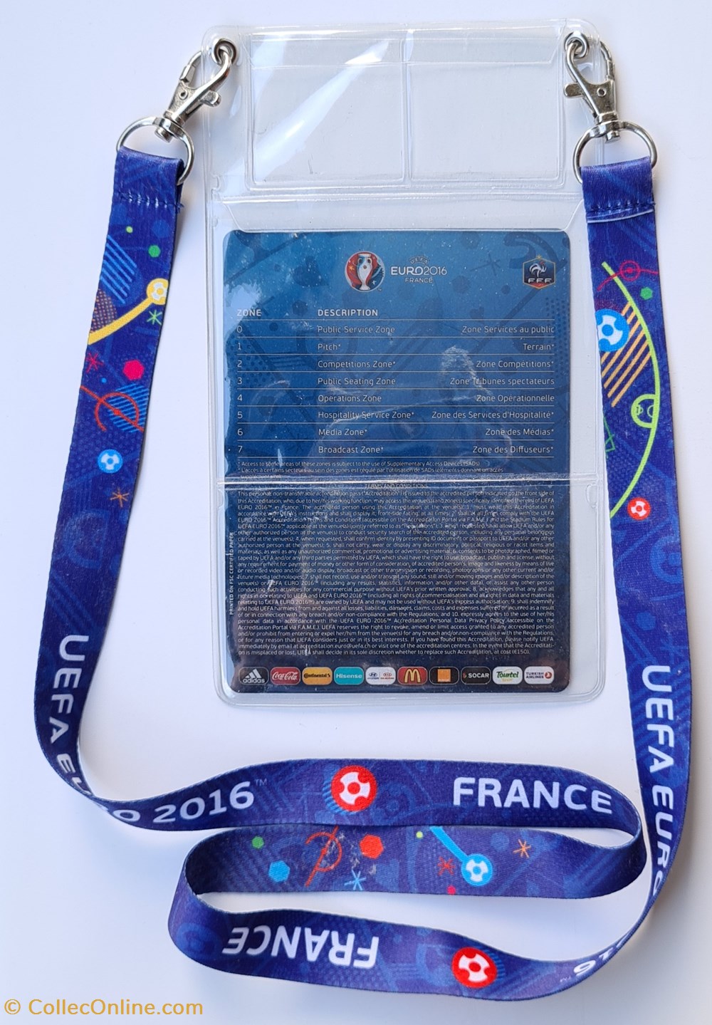 Euro 2016 tour de cou (lanyard) et pass 2 sport olympisme sports collectifs football euro 2016 tour de cou lanyard et pass