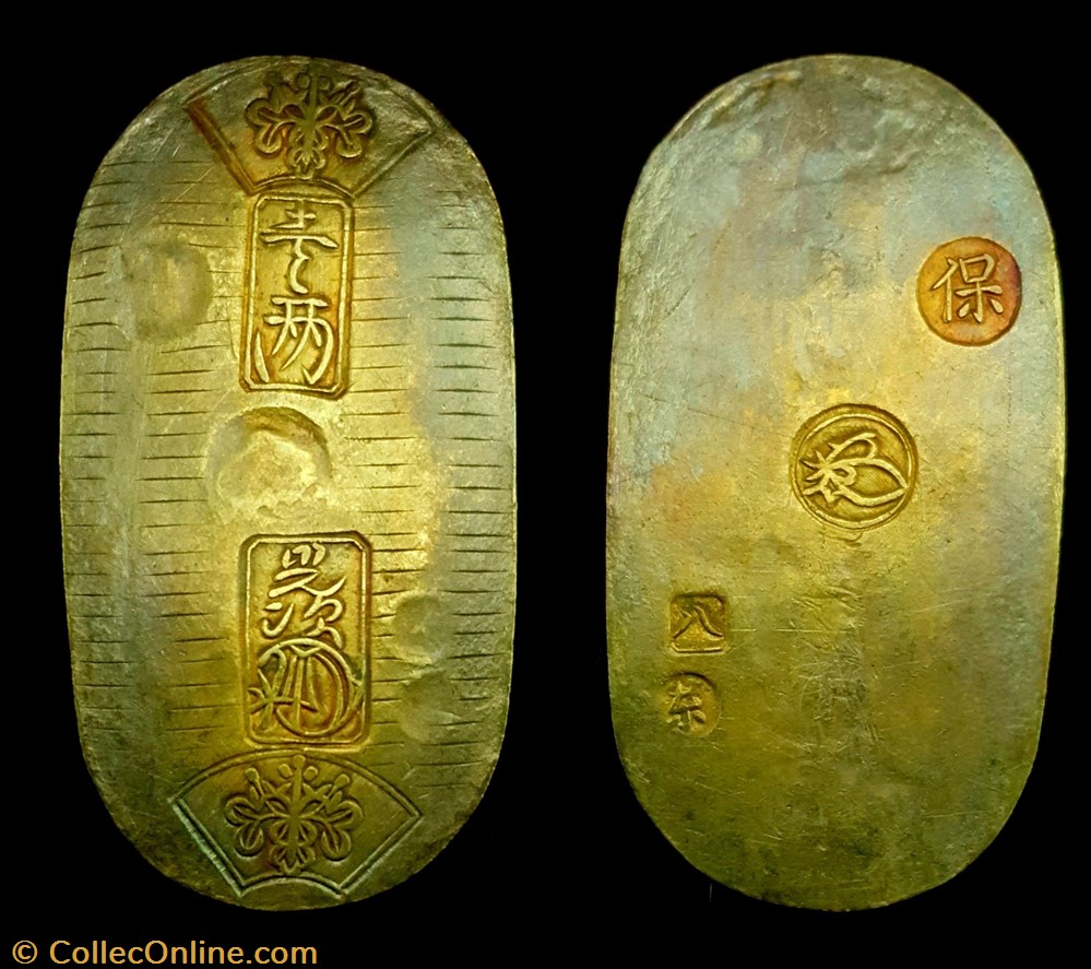 Japan. Tokugawa Shogunate. Tempo era. Gold Koban-kin. coin world japan tokugawa shogunate tempo era gold koban kin