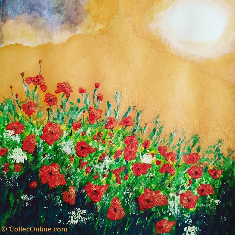 art antiquites peintures dessins gentils coquelicots 35x47