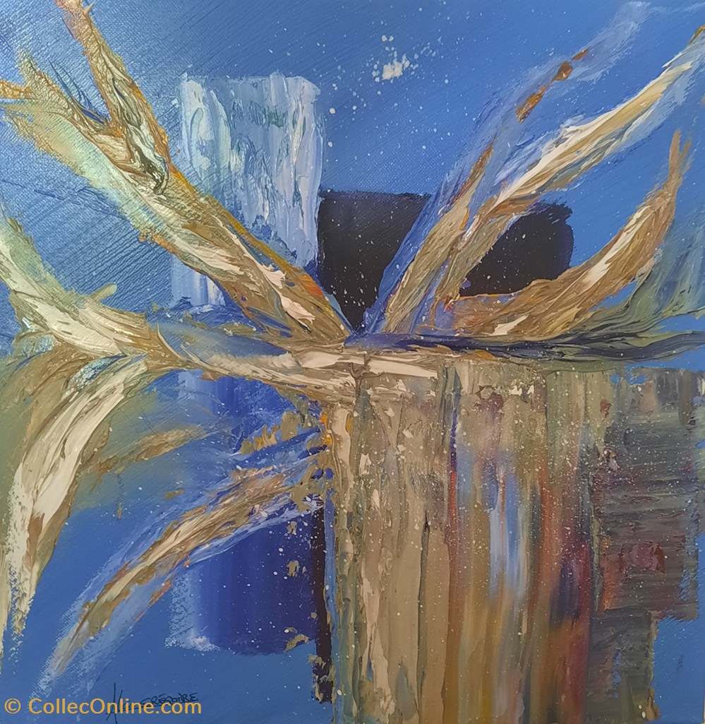 Abstraction huile sur toile 40x40 art antiquites peintures dessins abstraction huile sur toile 40x40