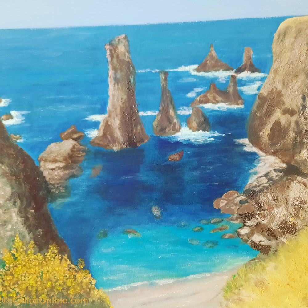 Huile sur toile Belle Ile en mer 55x45,5 art antiquites peintures dessins huile sur toile belle ile en mer 55x45 5
