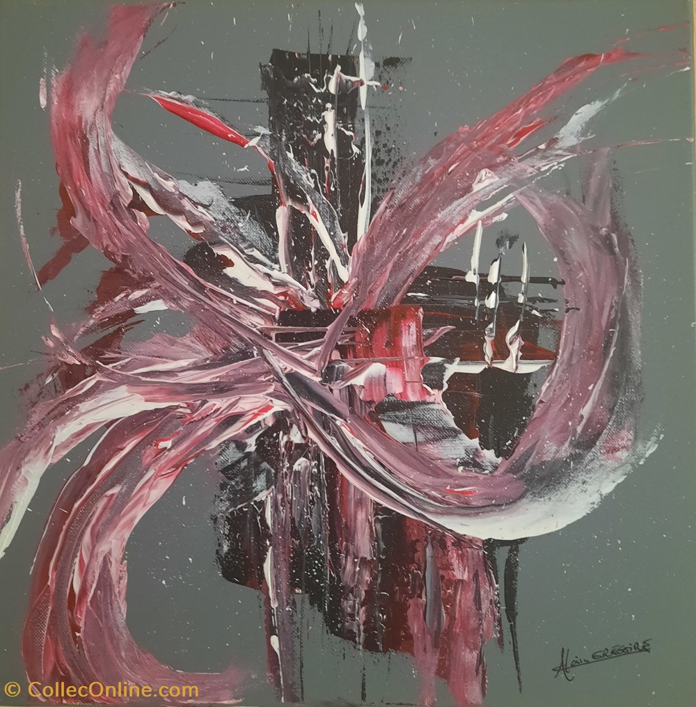 Abstraction huile sur toile 40x40 art antiquites peintures dessins abstraction huile sur toile 40x40