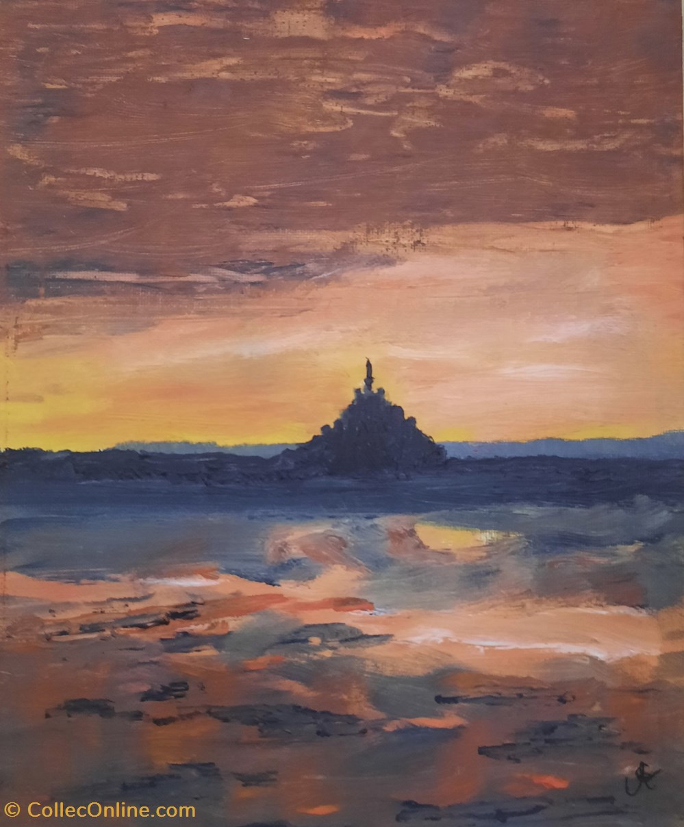 art antiquites peintures dessins mont st michel huile 22x27