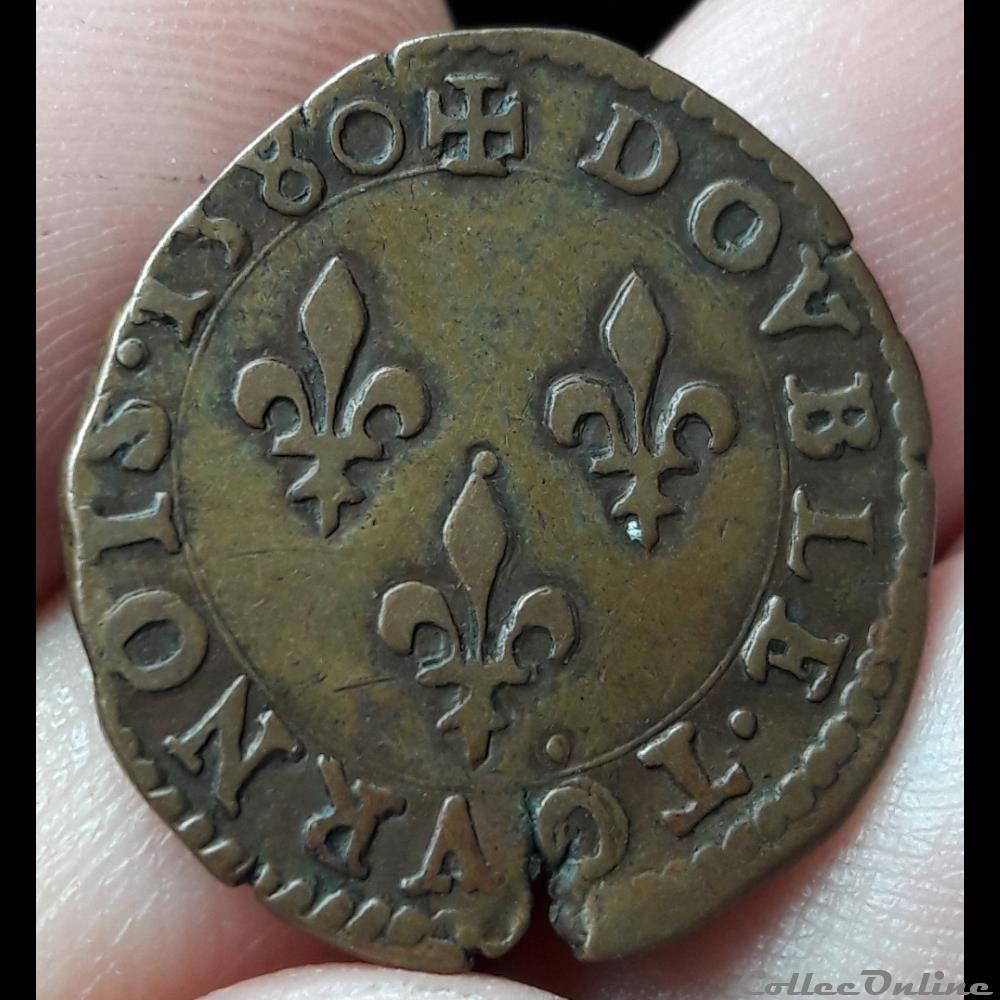 CGKL96 - Double tournois HENRI III 1580G Poitiers 2 monnaie france a royale cgkl96 double tournois henri iii 1580g poitiers