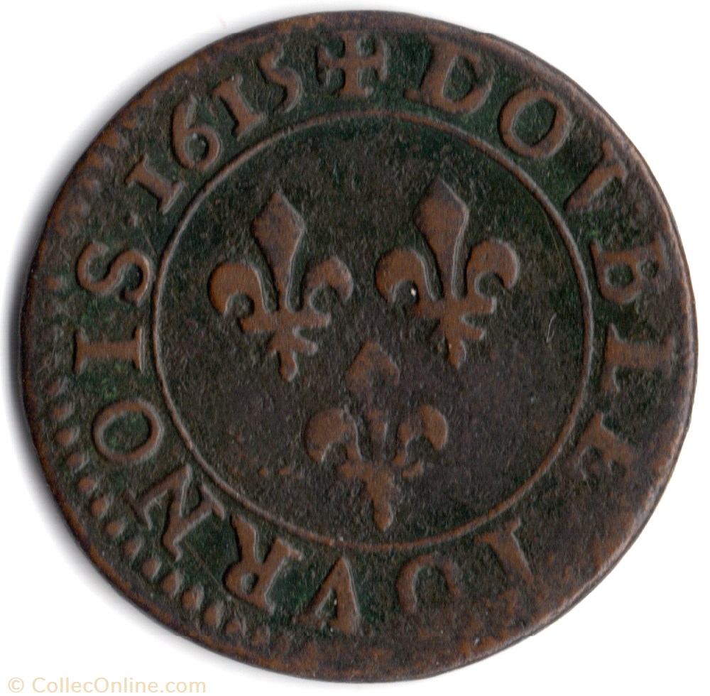 CGKL386 - Double tournois LOUIS XIII 1615A Paris monnaie france royale cgkl386 double tournois louis xiii 1615a paris