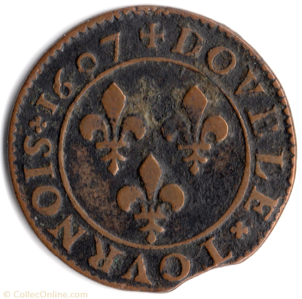 CGKL202B - Double tournois Henri IV 1607D Lyon monnaie france a royale cgkl202b double tournois henri iv 1607d lyon