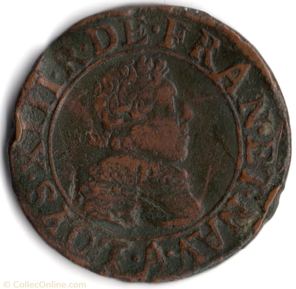 CGKL392 - Double tournois LOUIS XIII 1627A Paris monnaie france royale cgkl392 double tournois louis xiii 1627a paris