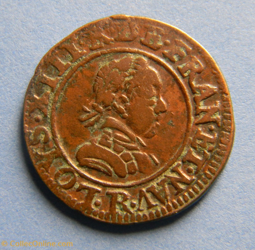 CGKL480 - Double tournois LOUIS XIII 1618R Villeneuve monnaie france a royale cgkl480 double tournois louis xiii 1618r villeneuve