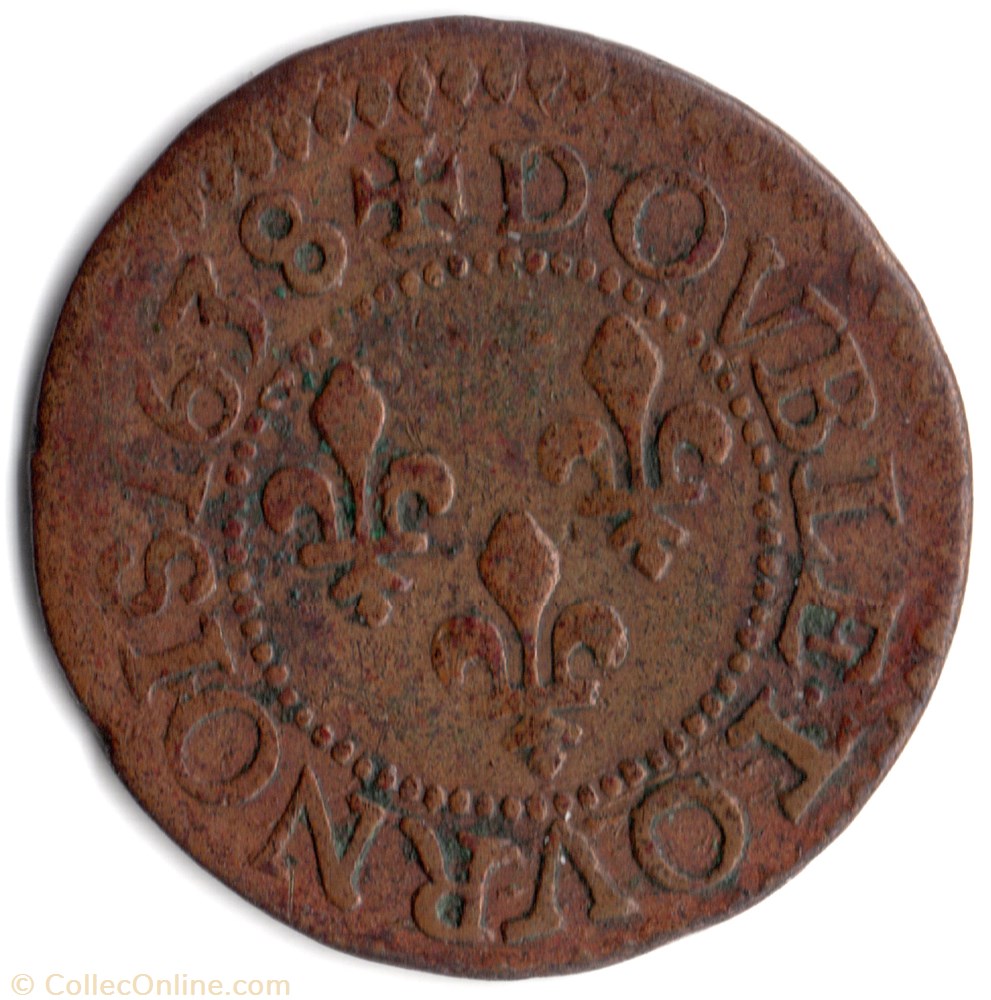 monnaie france a royale cgkl470 double tournois louis xiii 1638e tours