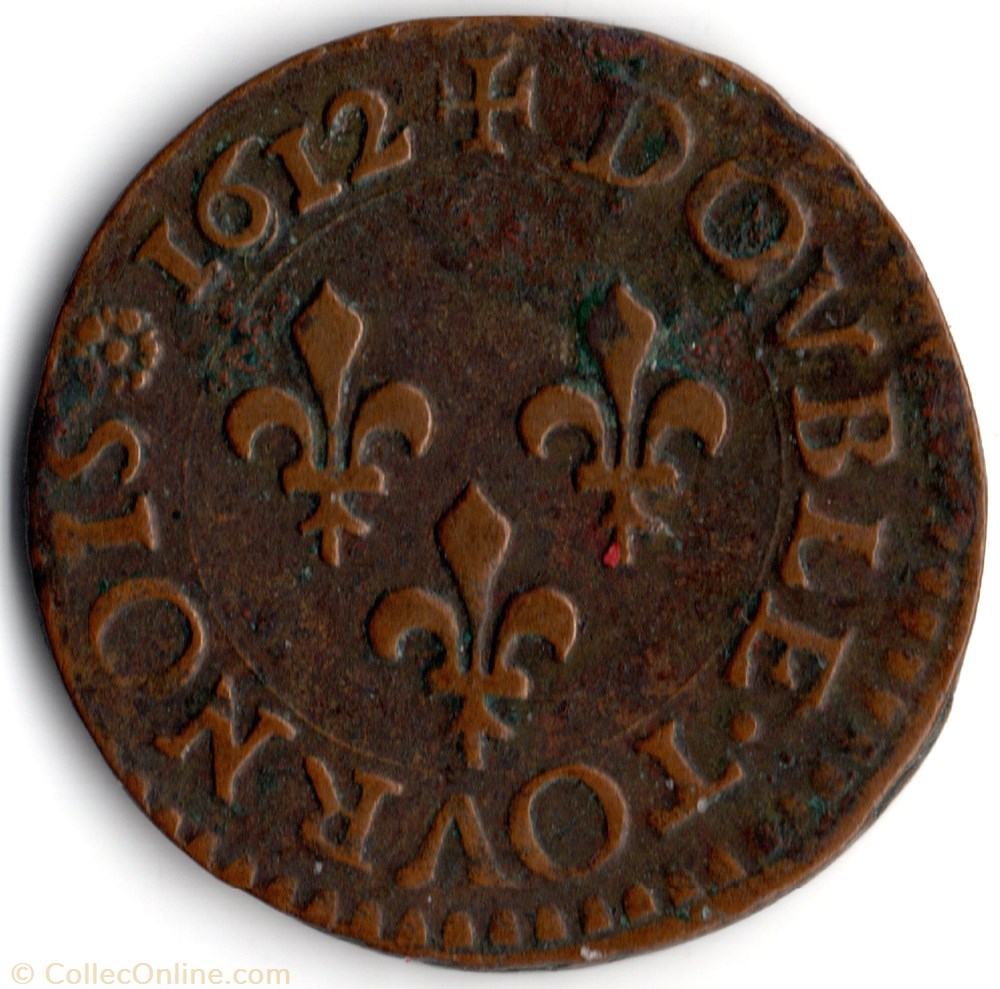 CGKL378 - Double tournois LOUIS XIII 1612T Nantes monnaie france royale cgkl378 double tournois louis xiii 1612t nantes