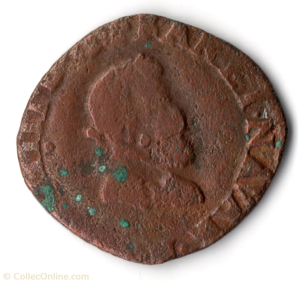 CGKL190 - Double tournois HENRI IV 1593H La Rochelle monnaie france royale cgkl190 double tournois henri iv 1593h la rochelle