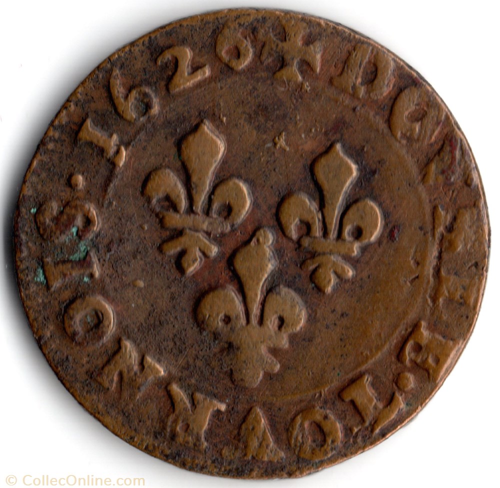 CGKL488 - Double tournois LOUIS XIII 1626R Villeneuve monnaie france a royale cgkl488 double tournois louis xiii 1626r villeneuve