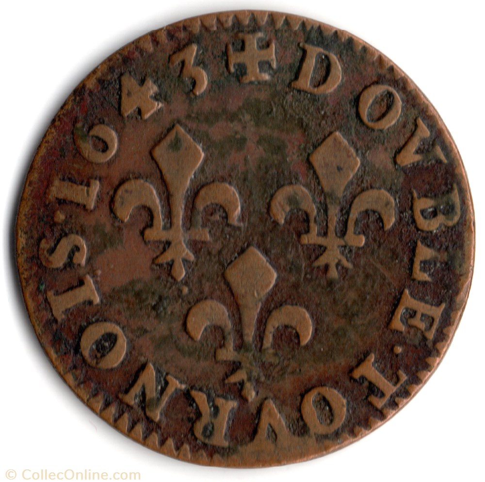 CGKL514 - Double tournois LOUIS XIII monnaie france a royale cgkl514 double tournois louis xiii