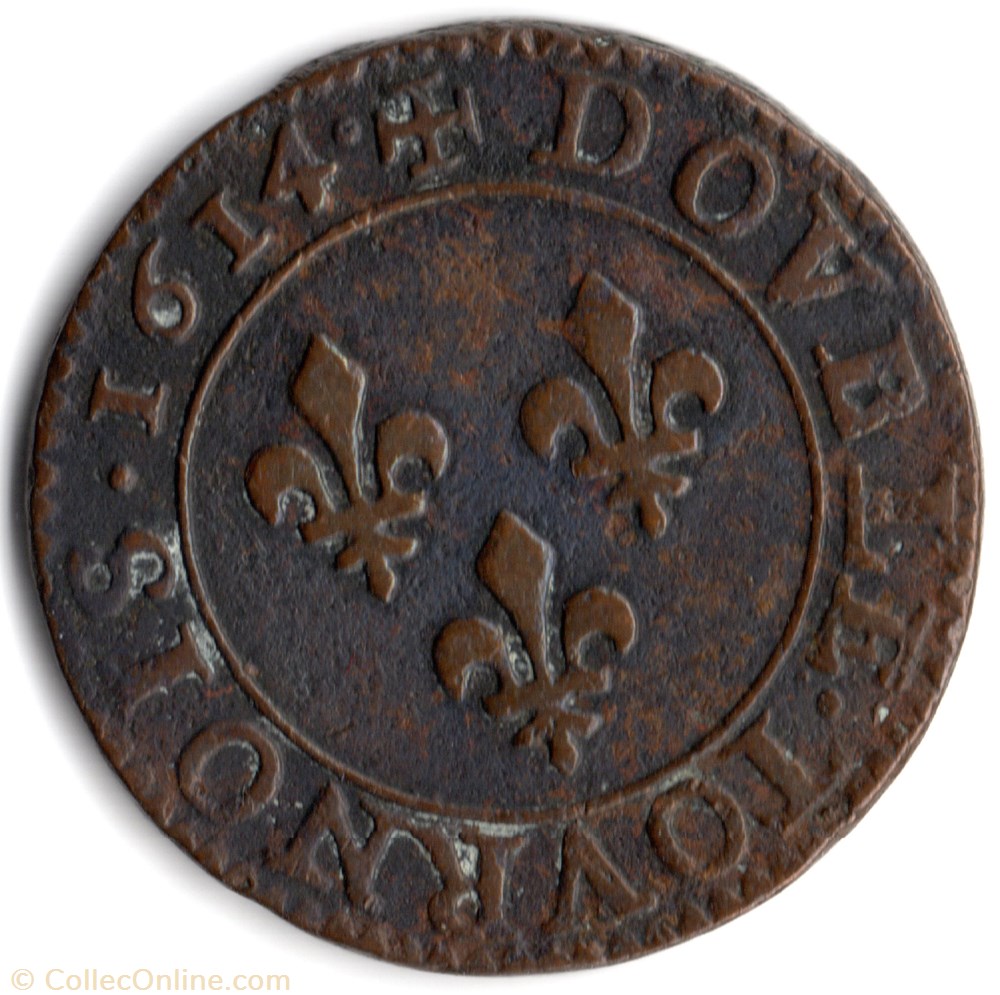 monnaie france royale cgkl386 double tournois louis xiii 1614a paris
