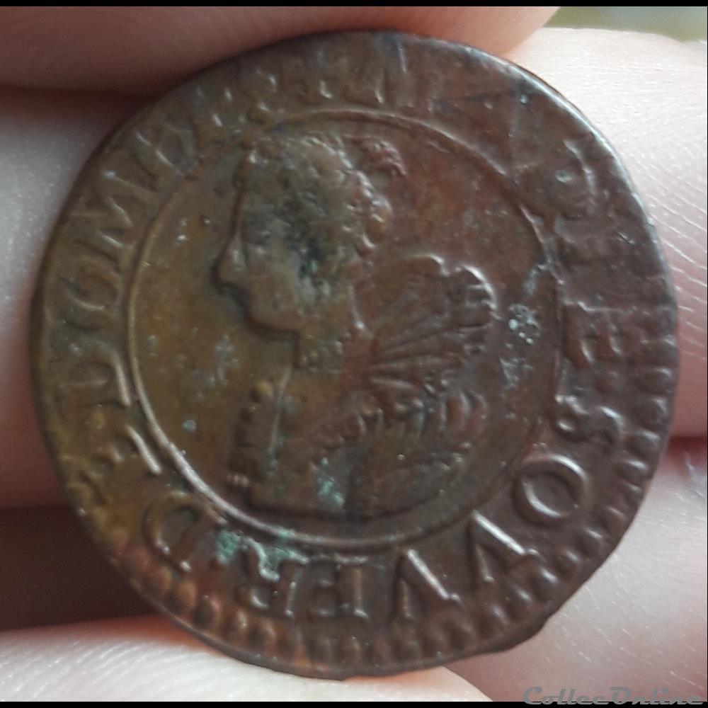 MARIE de BOURBON-MONTPENSIER 1608-1626 Double tournois 2 monnaie france feodale marie de bourbon montpensier 1608 1626 double tournois