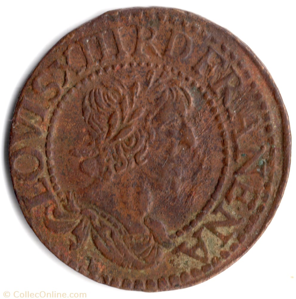 CGKL - Double tournois LOUIS XIII 1638E Tours monnaie france a royale cgkl double tournois louis xiii 1638e tours