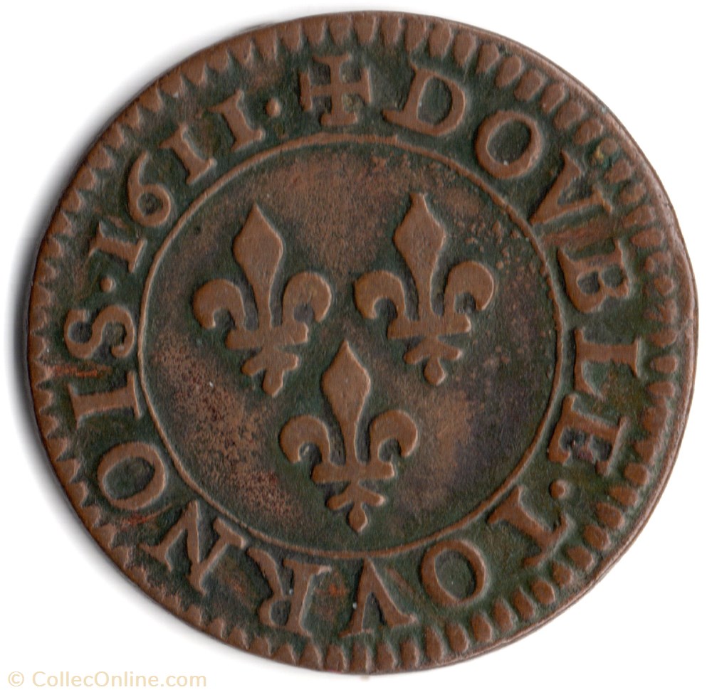 monnaie france royale cgkl386 double tournois louis xiii 1611a paris