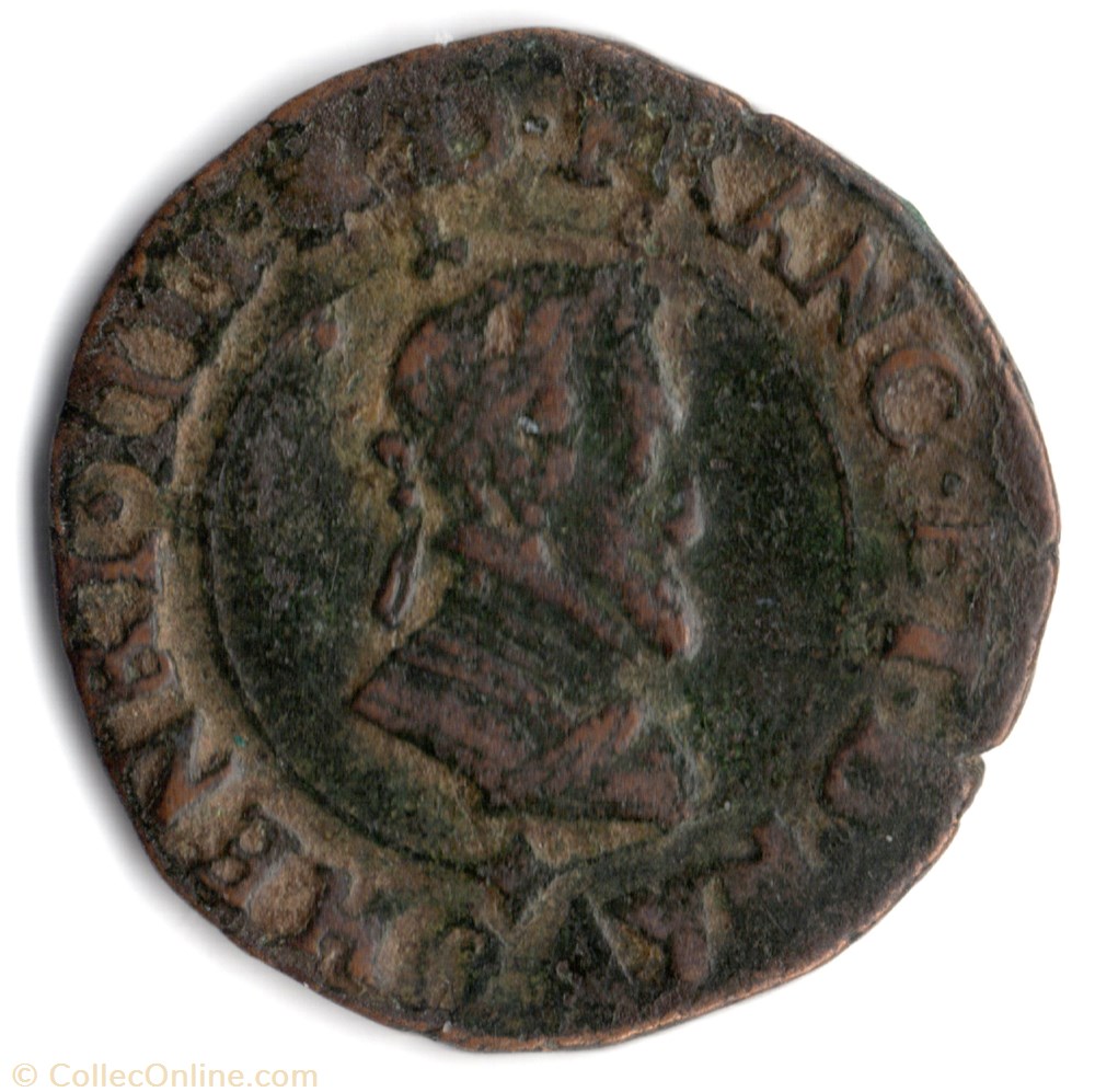 CGKL174 - Double tournois HENRI IV 1594 Clermont monnaie france a royale cgkl174 double tournois henri iv 1594 clermont