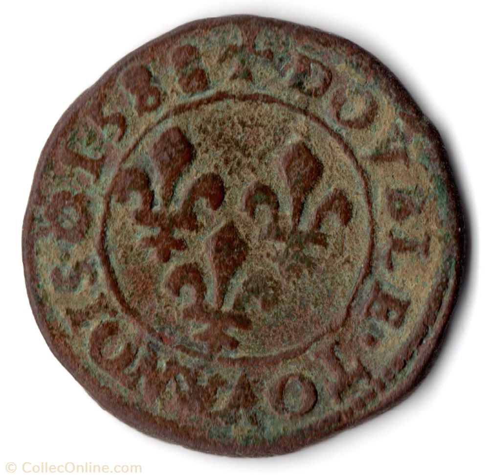 CGKL112 - Double tournois HENRI III 1588B Rouen monnaie france a royale cgkl112 double tournois henri iii 1588b rouen