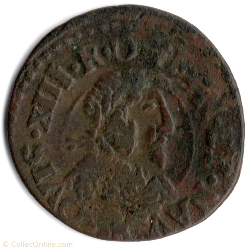 CGKL290 - Double tournois LOUIS XIII 1637K Bordeaux monnaie france royale cgkl290 double tournois louis xiii 1637k bordeaux