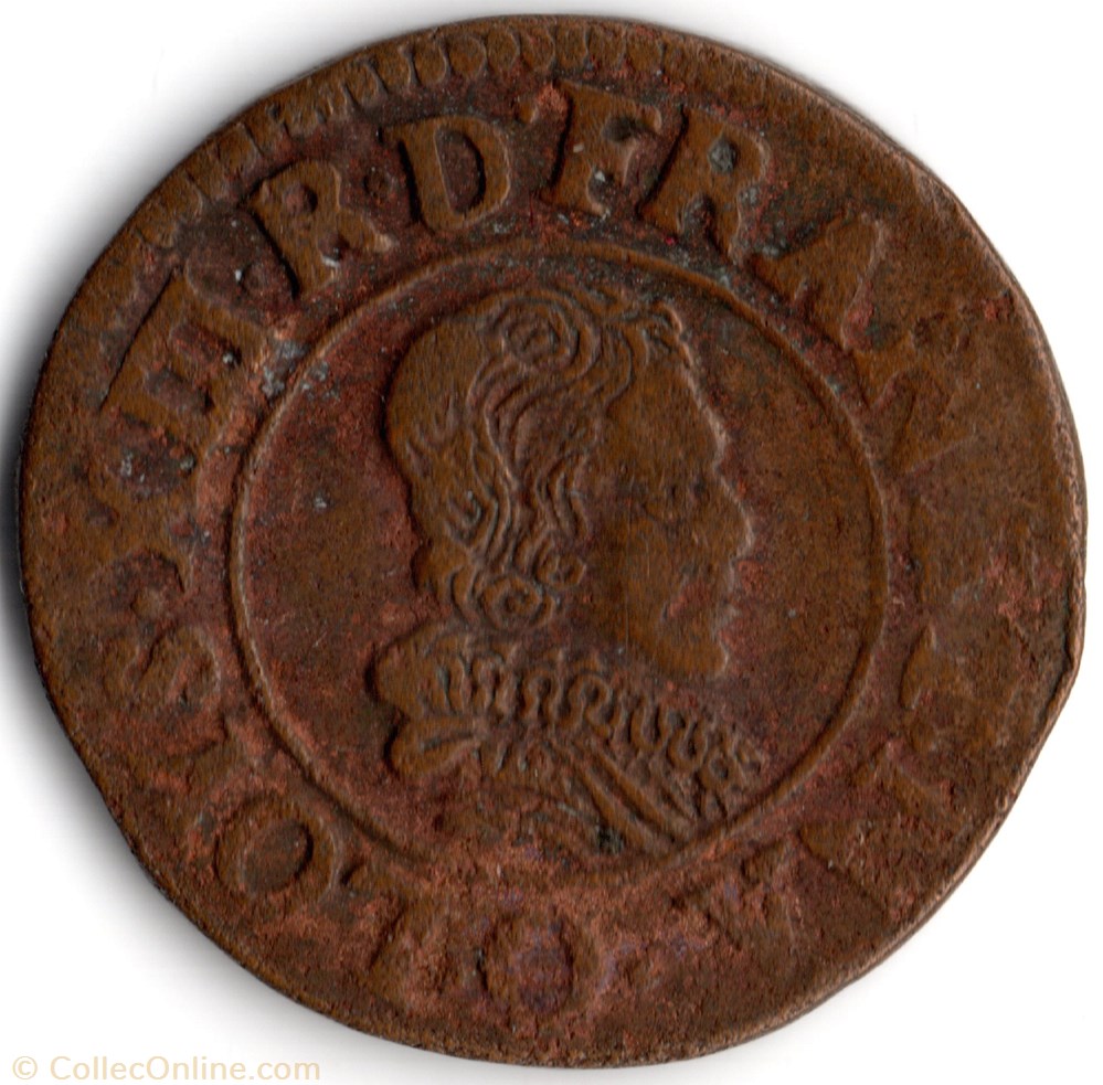 CGKL426 - Double tournois LOUIS XIII 1626O Riom monnaie france a royale cgkl426 double tournois louis xiii 1626o riom