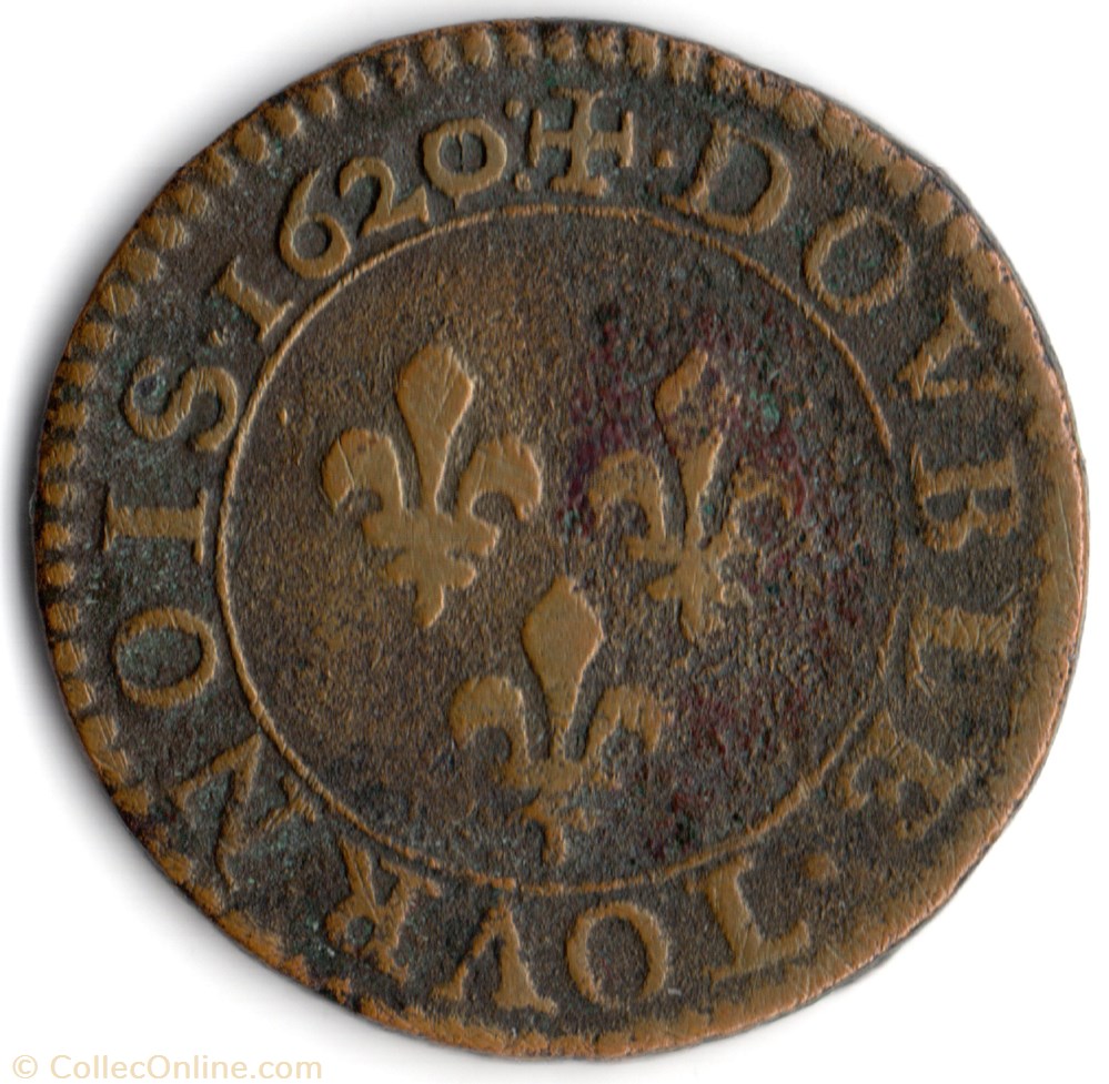 monnaie france royale cgkl388 double tournois louis xiii 1620a paris