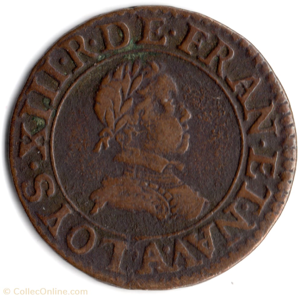 CGKL386 - Double tournois LOUIS XIII 1616A Paris monnaie france royale cgkl386 double tournois louis xiii 1616a paris