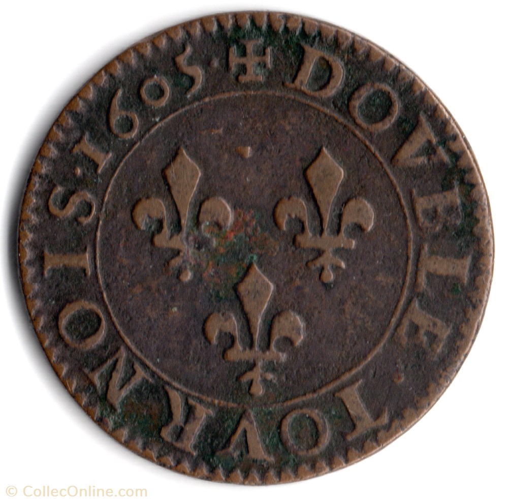 monnaie france royale cgkl222 double tournois henri iv 1605a paris