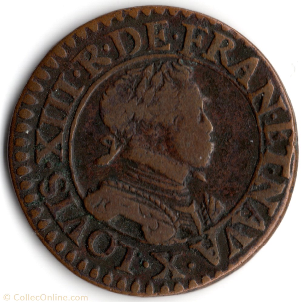 monnaie france royale cgkl262 double tournois louis xiii 1614x amiens