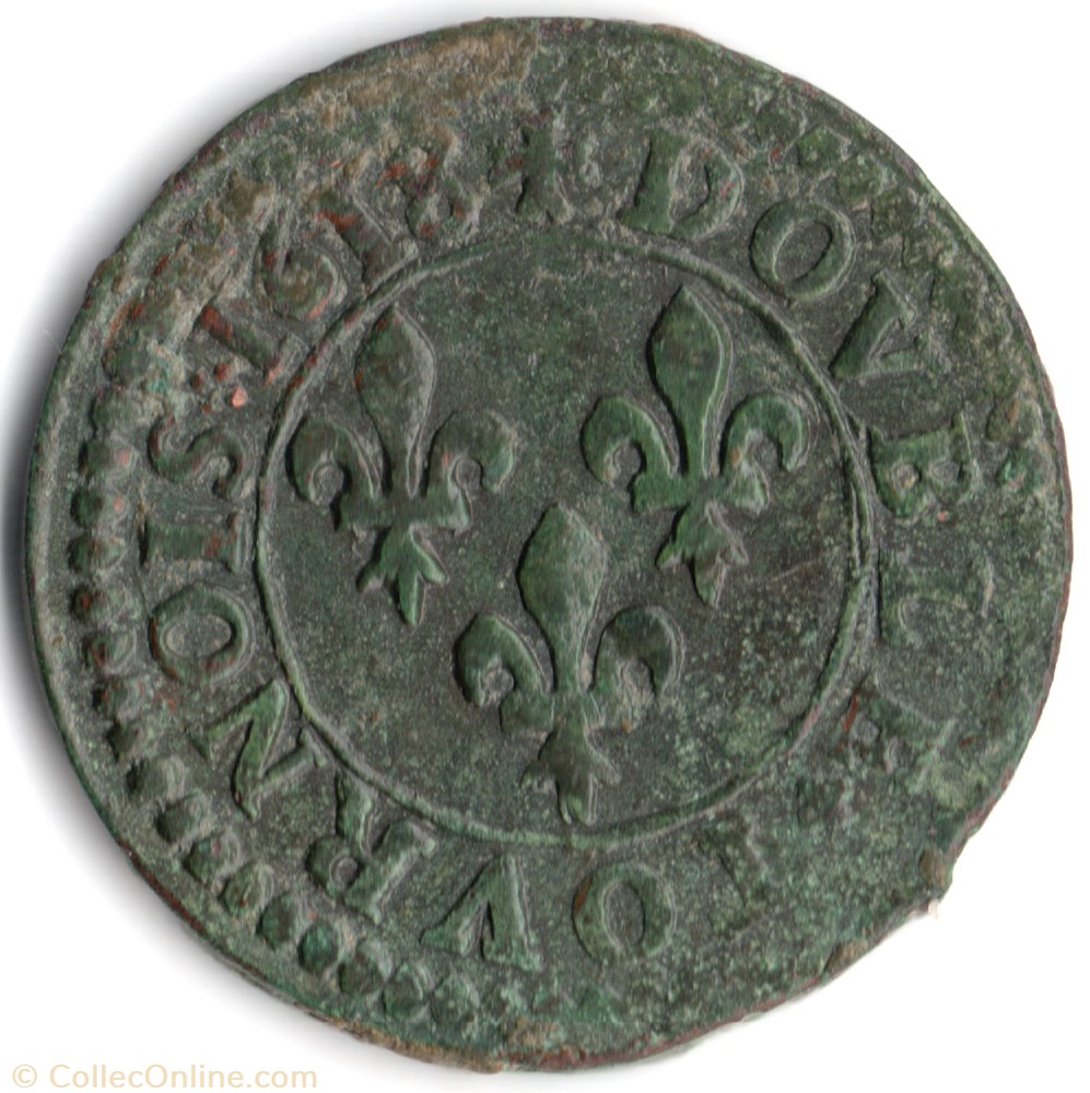 monnaie france a royale cgkl344 double tournois louis xiii 1618d lyon