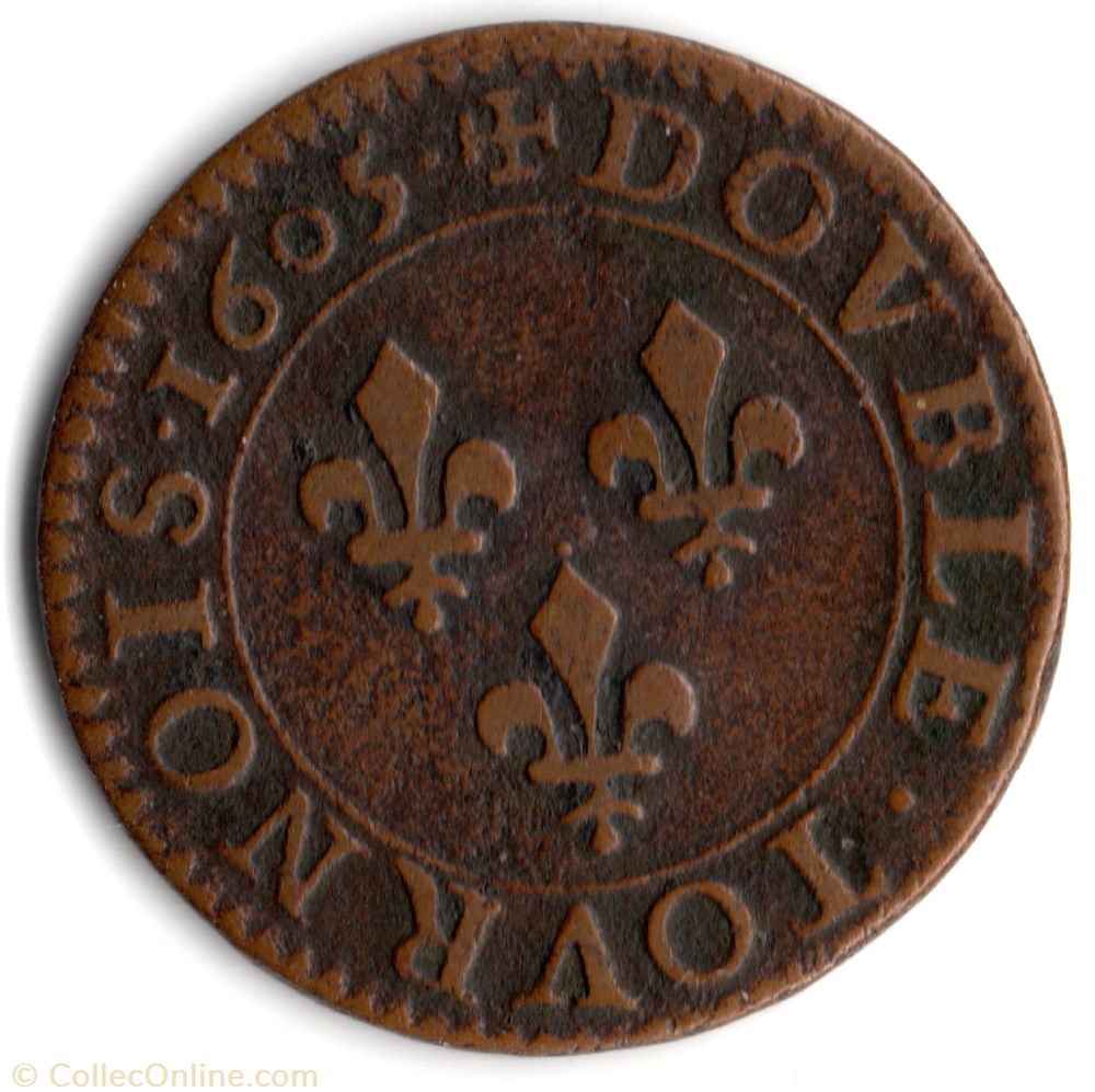 monnaie france royale cgkl222 double tournois henri iv 1605a paris