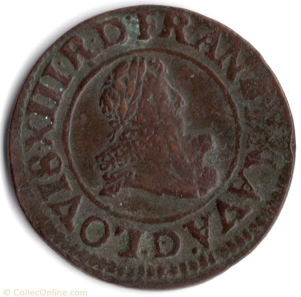 monnaie france a royale cgkl352 double tournois louis xiii 1634d lyon