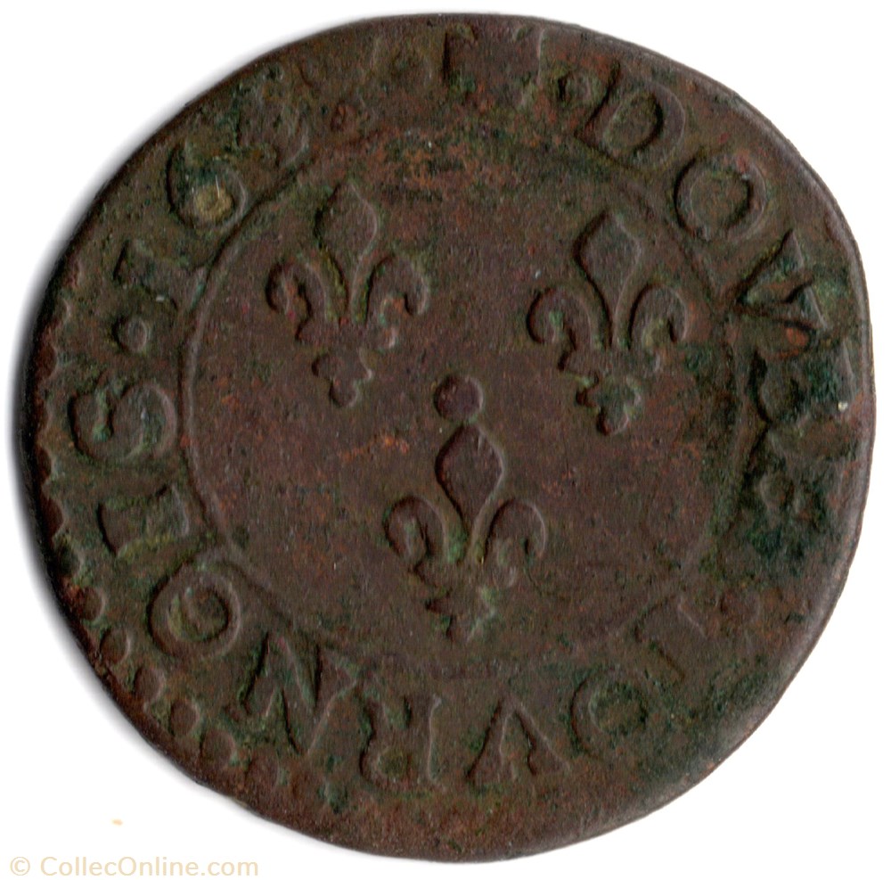 CGKL290 - Double tournois LOUIS XIII 1637K Bordeaux monnaie france royale cgkl290 double tournois louis xiii 1637k bordeaux