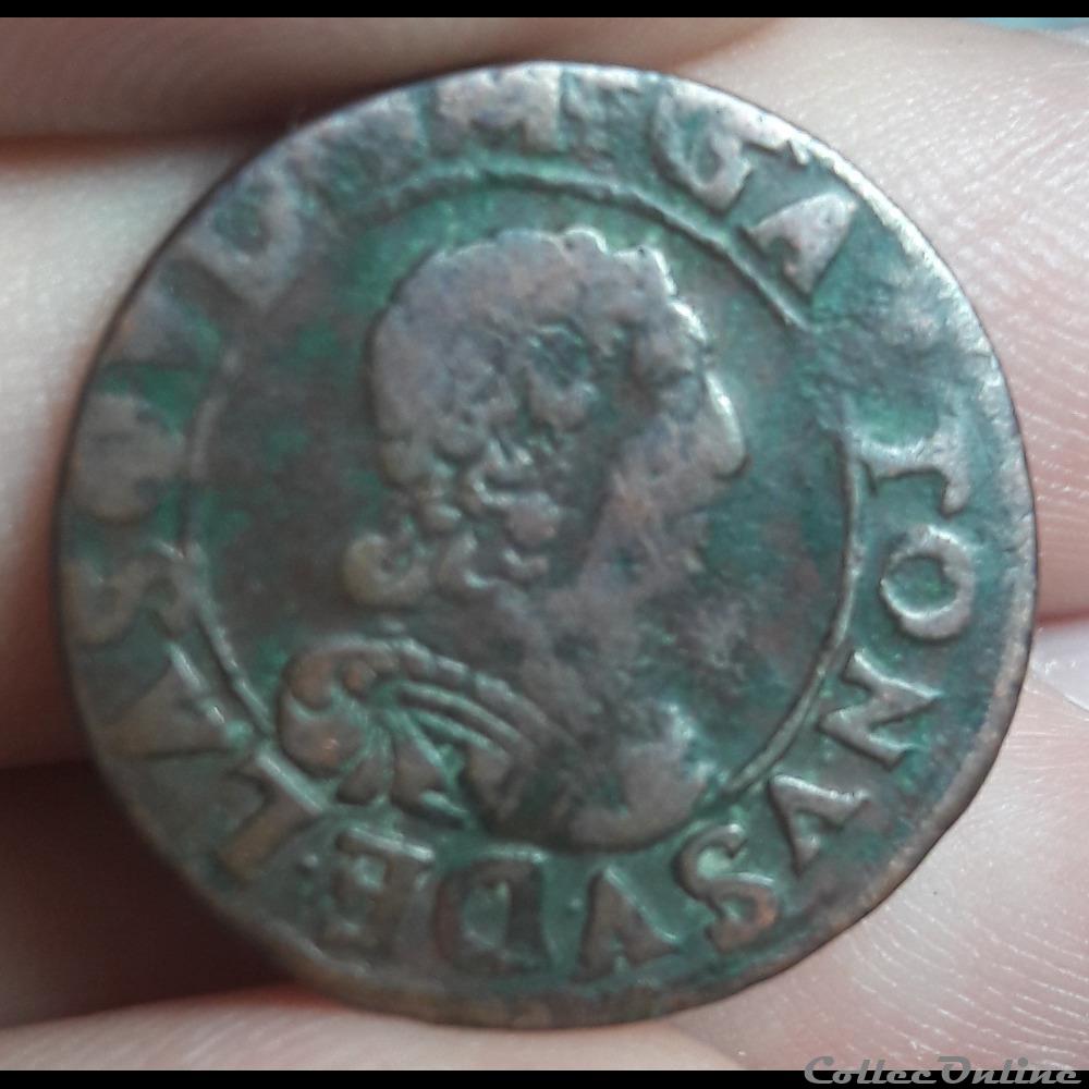 GASTON D'ORLEANS 1627-1650 Double tournois monnaie france feodale gaston orleans 1627 1650 double tournois