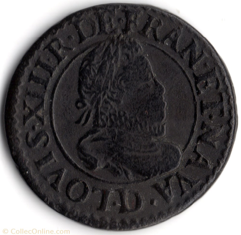 CGKL340 - Double tournois LOUIS XIII 1613D Lyon monnaie france a royale cgkl340 double tournois louis xiii 1613d lyon