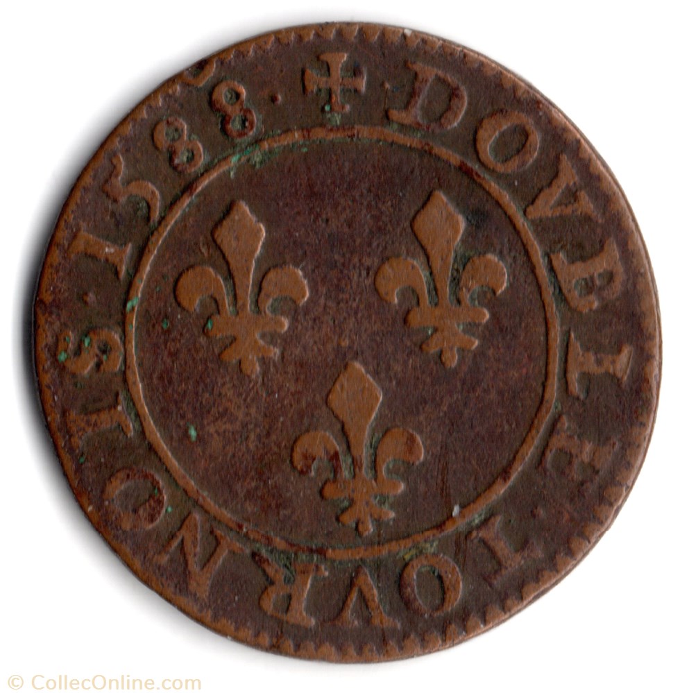 monnaie france royale cgkl86 double tournois henri iii 1588a paris