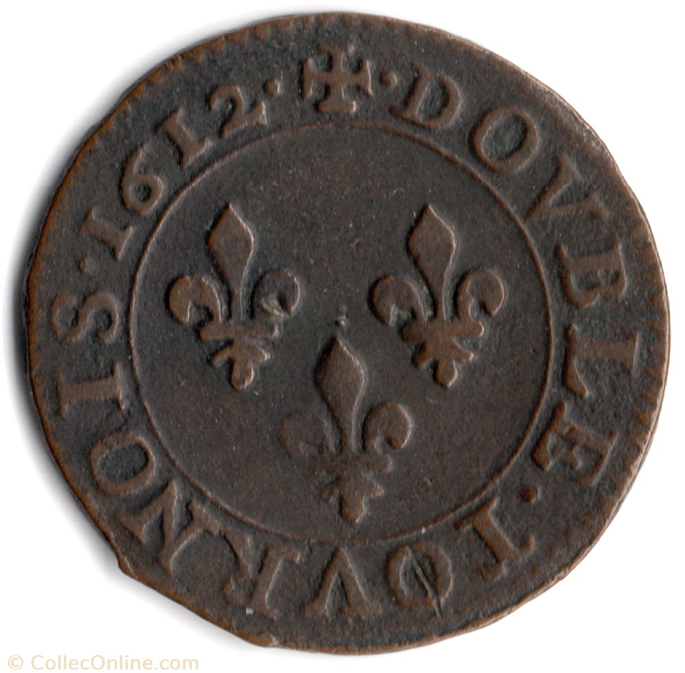 monnaie france royale cgkl386 double tournois louis xiii 1612a paris