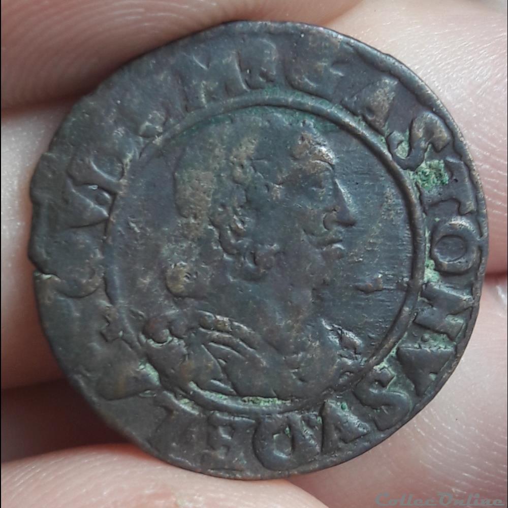 GASTON D'ORLEANS 1627-1650 Double tournois monnaie france feodale gaston orleans 1627 1650 double tournois