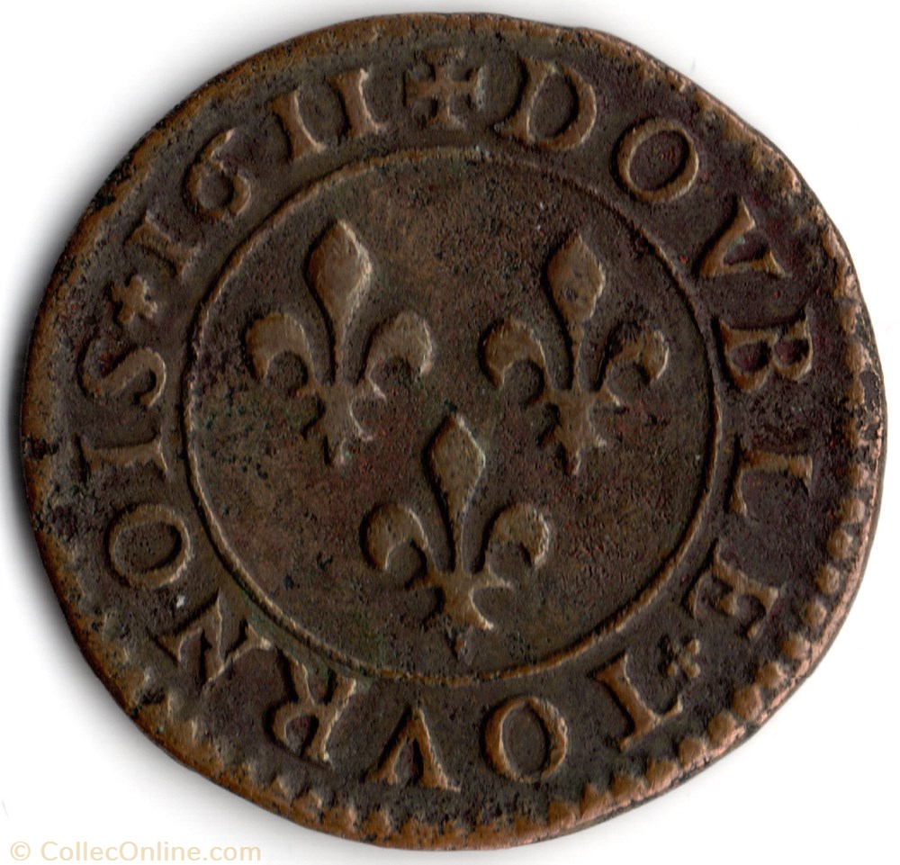 monnaie france a royale cgkl338 double tournois louis xiii 1611d lyon